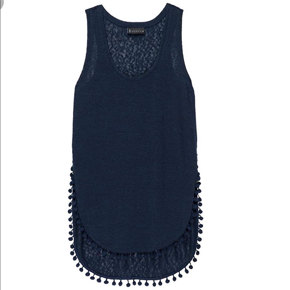 NWT Bobeau Pom Pom Navy Tank Top, Sz S